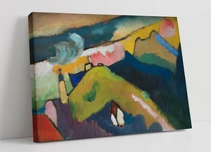 KANDINSKY, PAISAJE DE MONTAÑA CON IGLESIA - LONA ARTE PARED IMPRESIÓN ABSTRACTO - AZUL - Imagen 1 de 2