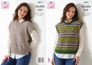 King Cole Damen DK Strickmuster Raute oder Fairisle Slipover Top 6019 - Bild 1 von 3