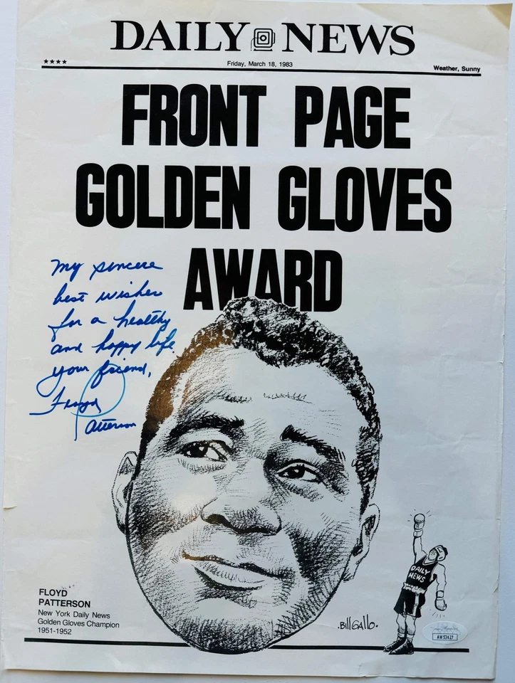 Floyd Patterson Autographed 11x15 Boxing Page (JSA) - Image 1 of 1