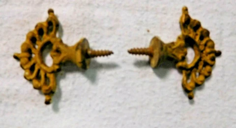 Salvage ~ Antique ~ Pair Cast Brass Decorative Mirror Holders             #1823 Cover