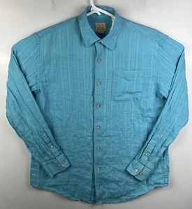 JOS. A BANK men's 100% Linen Long Sleeve Shirt Button Down Blue Large - Picture 1 of 13