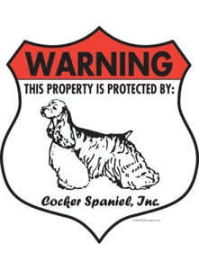 Warning! Cocker Spaniel Property Protected - Beware Aluminum Dog Sign - 7" x 8" - Picture 1 of 4