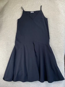 UNIQLO UUUU Dress Women's M Black Cotton Sundress Drio Waist - Picture 1 of 10