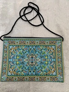 NEU Authentisch Gewebt Teppich Design Damen Schulter/Umhängetasche-türkis - Bild 1 von 1