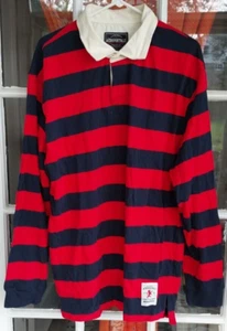 Neu mit Etikett Aeropostale langärmliges Herren Rugby Shirt rot blau gestreift neu mit Etikett - Bild 1 von 6