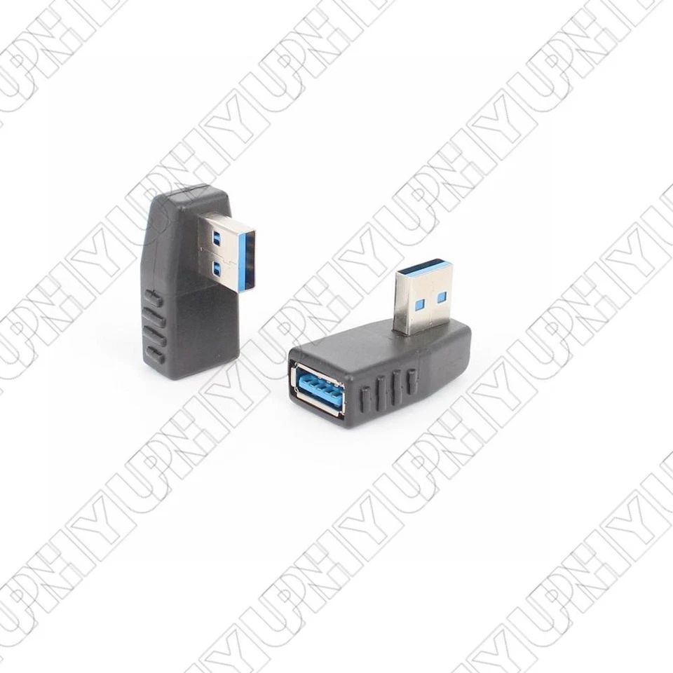2x USB 3.0 Righ +Left Angle Connector Male to Female 90 Degree Adapter Converter - Image 1 of 4