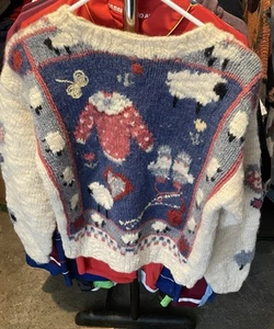 Vintage Woolrich Womens Handknit Sheep Sweater Size L Grandmacore Cottagecore - Picture 1 of 3