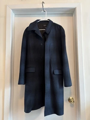 A.P.C. Navy Check Mac Mills Coat - Men’s Size M - Lightly Worn - Image 1 of 4