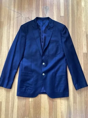 Loro Piano X J.Crew Men's 40 R Solid Black 2 Button Blazer,Super 130's Wool,MINT - Image 1 of 4