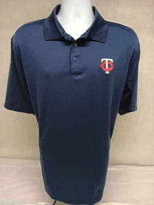 Stitches Mens MLB Minnesota Twins Blue Large Short Sleeve Polo Shirt Chest Logo - Picture 1 of 14