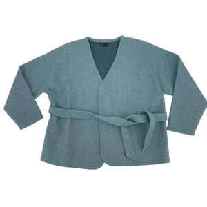 Frank & Oak Size XL Blue Open Front Cardigan Sweater Tie Waist Belt - Picture 1 of 12
