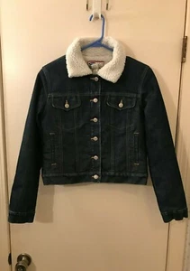 OLD NAVY BLUE JEANS Sherpa Lined 4 Front Pockets Jacket Girls Size Small   VGC - Picture 1 of 10