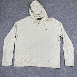 Polo Ralph Lauren Pullover Hoodie Mens Large Cream Waffle Knit Athleisure Preppy - Picture 1 of 10