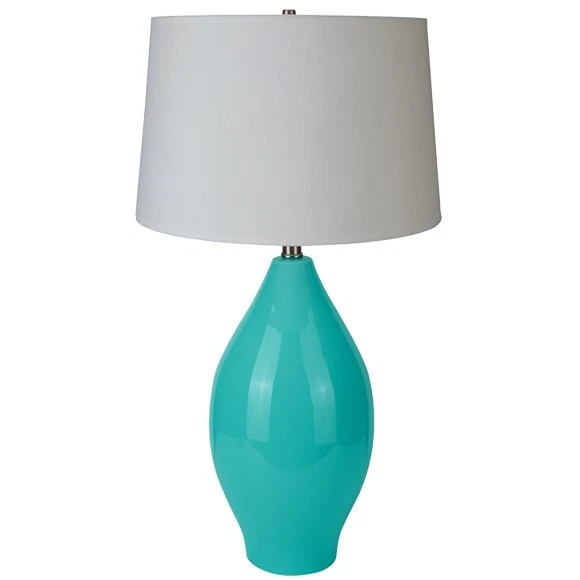NEW Modern Red/Beige/Blue/Green Base w/ White Fabric Shade 28" Table Lamp 6201 - Image 1 of 1