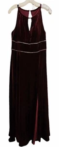 Oleg Cassini Formal Dress Women's Velvet Satin Wine Davids Prom Bridesmaid Sz 14 - Picture 1 of 16