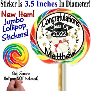12 Graduation Party Congratulations Class Of 2022 Jumbo Lollipop Labels Stickers