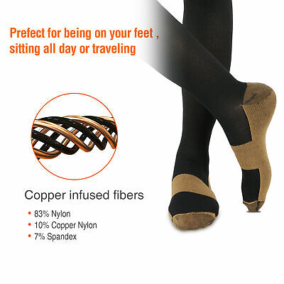 Copper Infused Compression Socks Anti-Fatigue Flight Socks Unisex Men Women • 3.51£