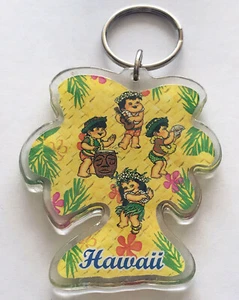 Schlüsselanhänger Hawaii Palme Keiki Tanz Ukulele Ananas Kunststoff Schlüsselring Kette - Bild 1 von 1