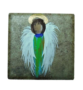 Engel Lichtwesen spirituell auf Keramikfliese Magnet Kunst von Rain Crow - Bild 1 von 6