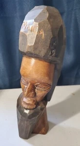 Scultura afro caraibica vintage 1970 totem arte popolare scultura legno 10" giamaicana - Foto 1 di 14