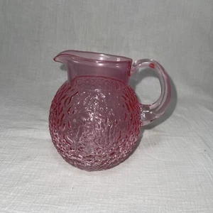 Vintage Teleflora “Pour on Pink”Glass Pitcher Vase Textured Swirl Rippled Raised - Picture 1 of 6