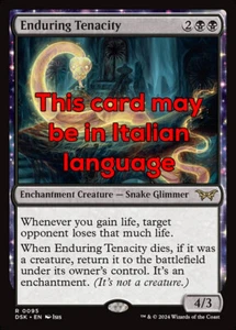 MTG ENDURING TENACITY FOIL EXC - TENACIA INCROLLABILE 95 - DSK - MAGIC - Picture 1 of 1
