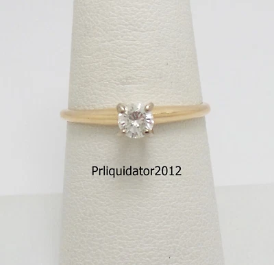 1/4CT Natural Diamond Round Solitaire Engagement Wedding Ring 14K Yellow Gold - Image 1 of 4