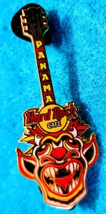 RARE PANAMA CARNAVAL CARNIVAL DEVIL FACE MASK GUITAR 2005 Hard Rock Cafe PIN LE - Picture 1 of 1