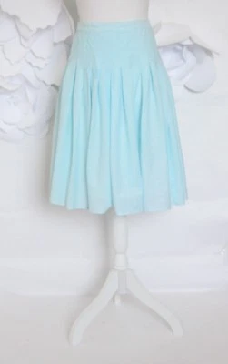 THEORY Striped Pleated A-Line Skirt 0|XS Cttn Blue|White Lined Career - Image 1 of 4