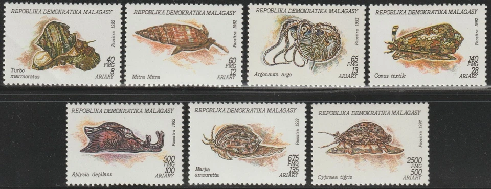 1992 Malagasy SC# 1122 - 1128 - Mollusks - Complete Set - M-NH - Image 1 of 1