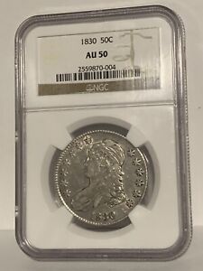 1830 Capped Bust Silver Half Dollar 50c - NGC AU 50 -