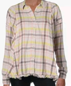 We The Free Seeking Starlight Plaid Gauze Button Down Shirt XS Free People Boho - Picture 1 of 18
