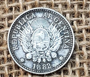1882 Argentina Silver 10 Centavos VF - Picture 1 of 4