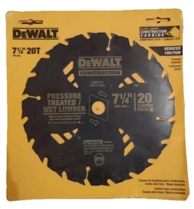 DeWalt 7-1/4” 20T Carbide Circular Saw Blade DW3174 – Wood & Lumber Cutting - Picture 1 of 3