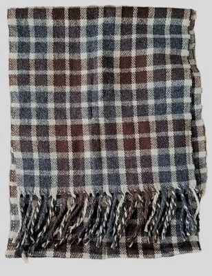 De Colección Pierre Cardin Gris Marrón Crema Cuadros Flecos Bufanda 56 x 11 Foto 1 de 3