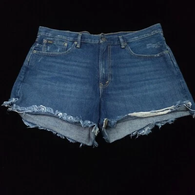 POLO RALPH LAUREN MUJER VAQUEROS PANTALONES CORTOS -32 - AZUL SOPHIA CORTE - MIDI - NUEVO Foto 1 de 4