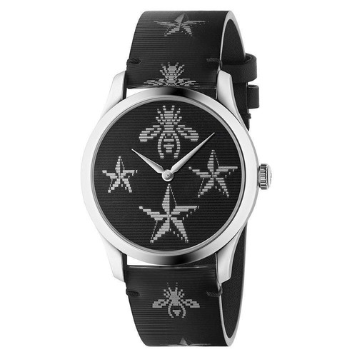Orologio Gucci G Timeless donna quadrante nero ape e stelle YA1264105 ($920 MSRP)