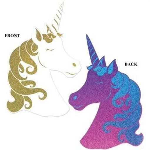 独角兽头 29 英寸闪光镂空印刷 2 侧带不同设计纸 — 第 1/1 张图片