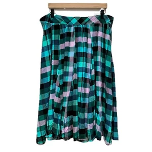 New Torrid Blue & Green Plaid Midi Skirt - Size 2X - Picture 1 of 6