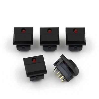 5Pcs Black PB86-B1 Large Cap 6Pin Red LED Momentary SPDT PCB Push Button Switch - Image 1 of 4