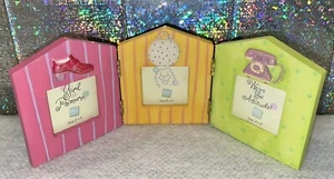 Russ 2"x2" Vintage Folding Picture Frame Girls Room Holds Three Pictures 1990s - Picture 1 of 6