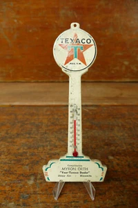 RARE Vintage 1940s Tin Texaco Banjo Pole Sign Thermometer Sleepy Eye, Minnesota - Picture 1 of 5