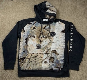Billabong Herren kleiner schwarzer Surf Hoodie INDIVIDUELL Wolf Wölfe Natur Wandteppich - Bild 1 von 9