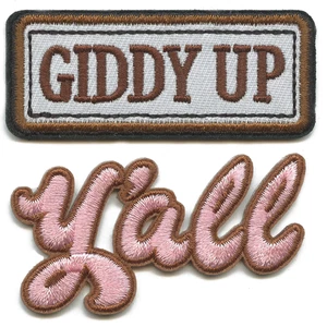 Giddy Up Y'all Patch Western Script Set Embroidered Iron On - Picture 1 of 2