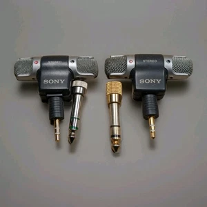 2 x Sony ECM-DS70P Electret Microfono a Condensatore MiniDisc + Spine Adattatore 1/4" - Foto 1 di 9