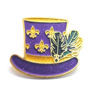 Karneval Zylinder Hut Pin lila Fleur de Lis Feder Karneval Feier Flair - Bild 1 von 3