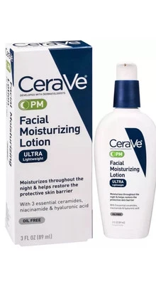 Loción hidratante facial ultraligera CeraVe PM - 3 fl oz. 10 botellas Foto 1 de 4