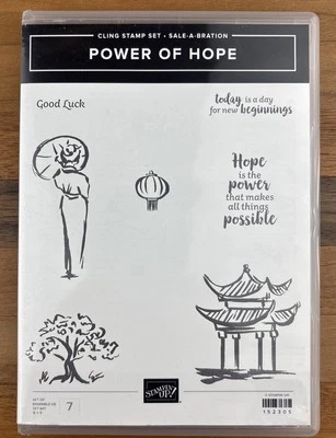 Stampin' Up! Juego de sellos adhesivos POWER OF HOPE - Buena suerte, linterna, pagoda Foto 1 de 4