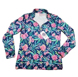 Stella Parker Sun Protection Shirt UPF 50+ Small Pink Lilly Pullover Golf Tennis - Picture 1 of 11