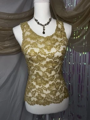 Lencería Cami Vintage Etiqueta Dorada Victoria’s Secret Oro Floral Encaje Años 90’s Talla S Foto 1 de 4